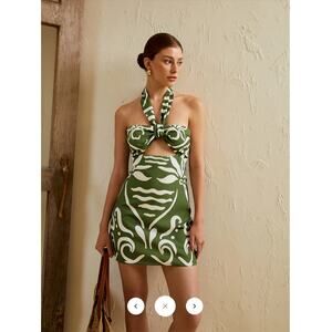 NWT Commense Print Cut Out Halter Dress Sz M